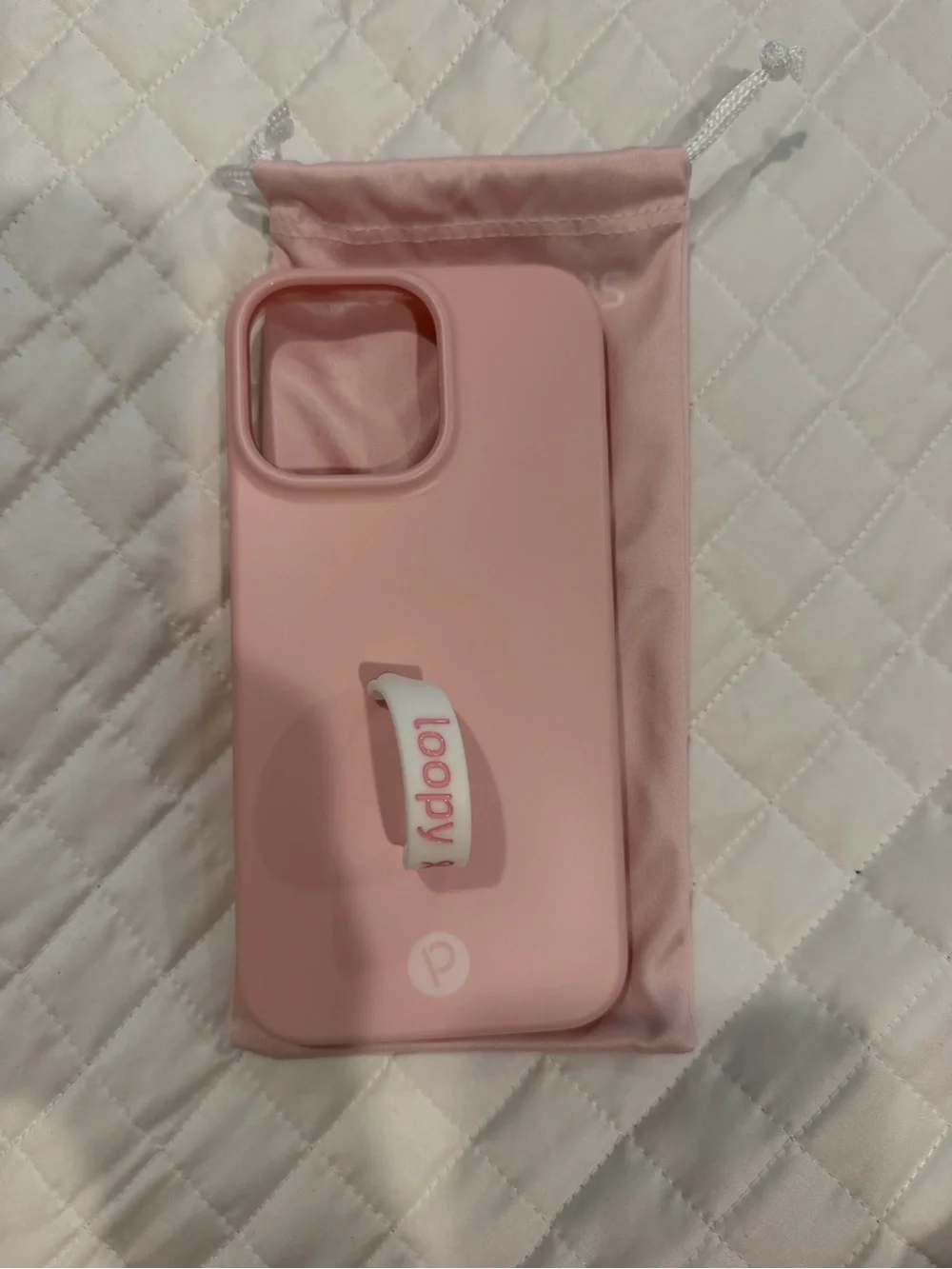 Loopy Case Blush Soft Pink i Phone 14 Pro Max Case with Pink & White Loop